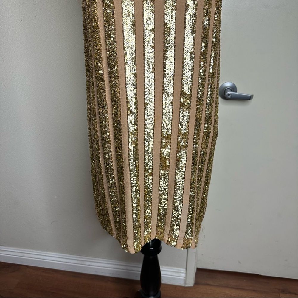 Haute hippie gold 100% silk sequin shift dress size small - Picture 3 of 8